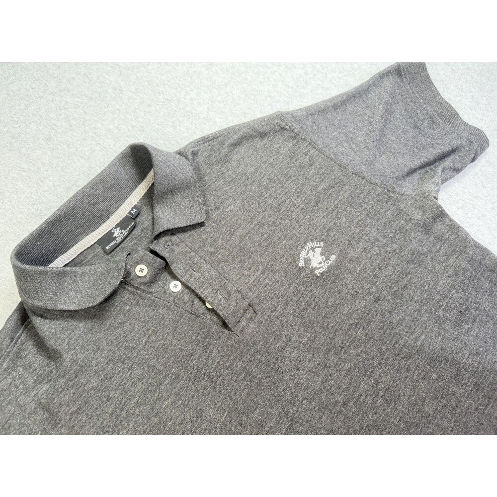 Beverly Hills Polo Club Men's Gray Short Sleeve Polo Shirt Size M Cotton Blend